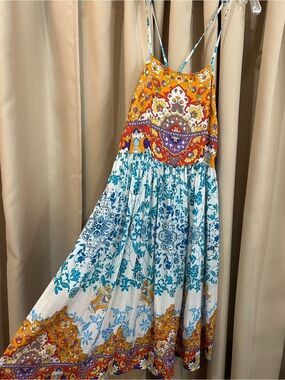 Johnny Was Multicolor Floral & Paisley Print Dress